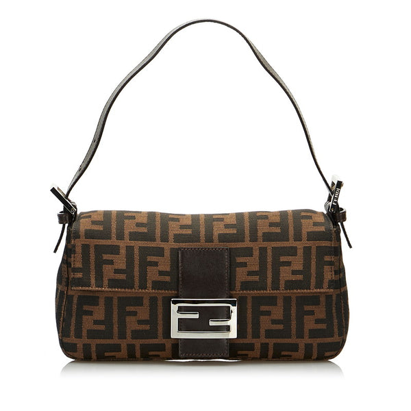 フェンディ ズッカ マンマバケット ワンショルダーバッグ 26424 ブラウン キャンバス レザー レディース FENDI 【中古】