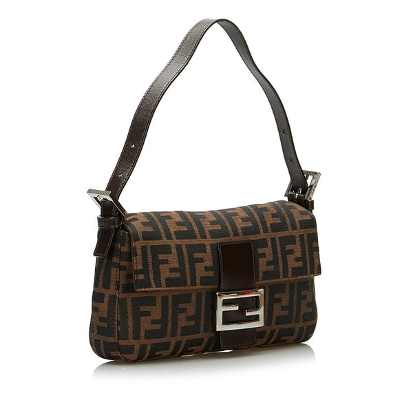 フェンディ ズッカ マンマバケット ワンショルダーバッグ 26424 ブラウン キャンバス レザー レディース FENDI 【中古】