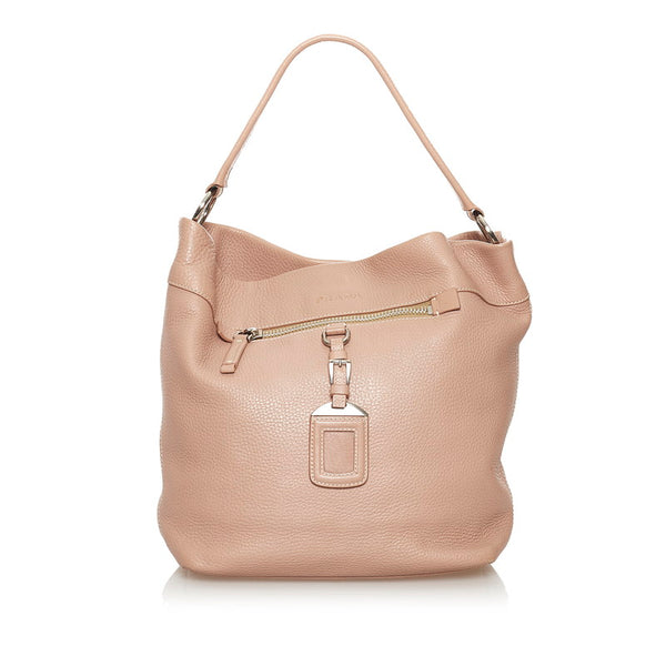 プラダ ピンク レザー ショルダーバッグ レディース PRADA 【中古】