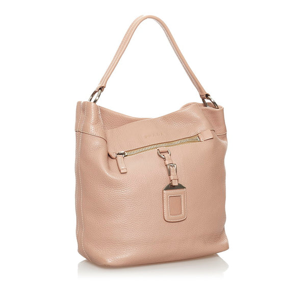 プラダ ピンク レザー ショルダーバッグ レディース PRADA 【中古】