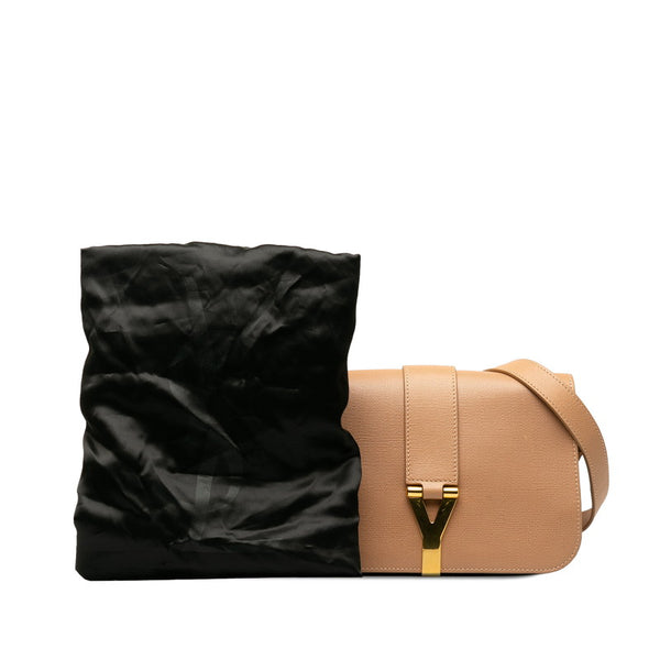 イヴ サンローラン Yライン サッチェル 斜め掛け ショルダーバッグ ベージュ ゴールド レザー レディース YVES SAINT LAURENT 【中古】