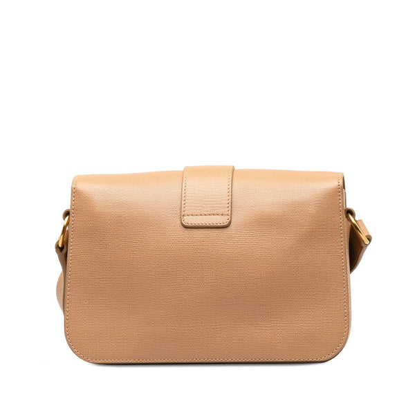 イヴ サンローラン Yライン サッチェル 斜め掛け ショルダーバッグ ベージュ ゴールド レザー レディース YVES SAINT LAURENT 【中古】