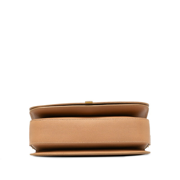 イヴ サンローラン Yライン サッチェル 斜め掛け ショルダーバッグ ベージュ ゴールド レザー レディース YVES SAINT LAURENT 【中古】