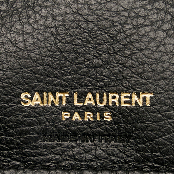 サンローラン タイニーモノグラム コンパクト ジップウォレット 二つ折り財布 635263 ブラック レザー レディース SAINT LAURENT 【中古】