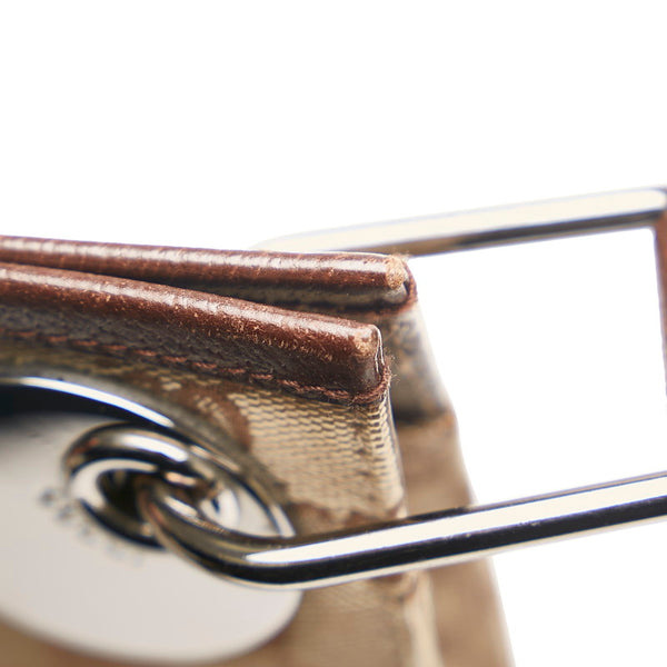 グッチ GGキャンバス 斜め掛け ショルダーバッグ 120841 ベージュ ブラウン キャンバス レザー レディース GUCCI 【中古】