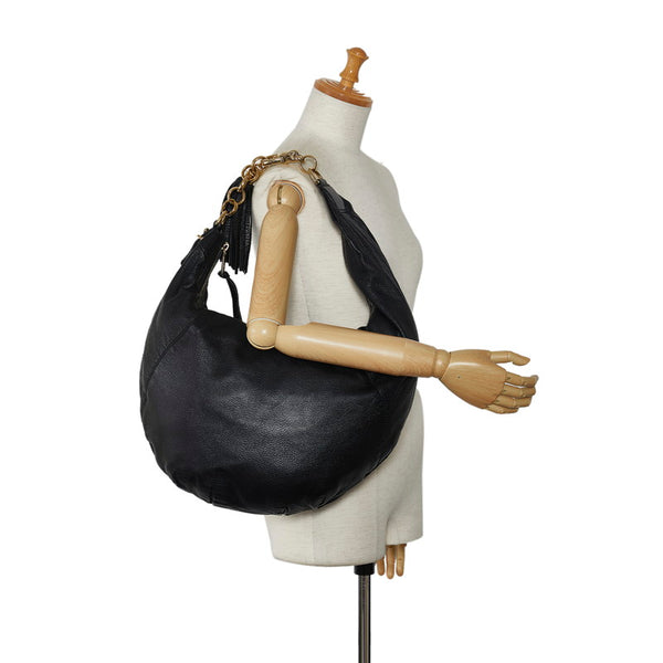 グッチ シエンナクロワッサン タッセル チェーン ワンショルダーバッグ 269940 ブラック レザー レディース GUCCI 【中古】