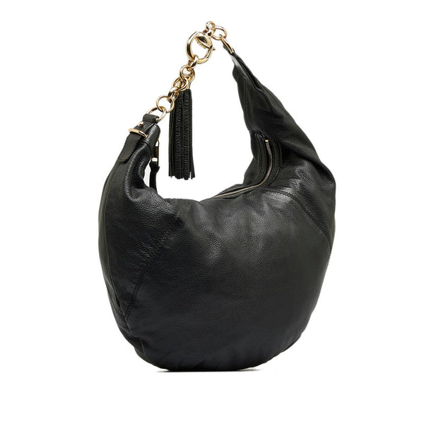 グッチ シエンナクロワッサン タッセル チェーン ワンショルダーバッグ 269940 ブラック レザー レディース GUCCI 【中古】