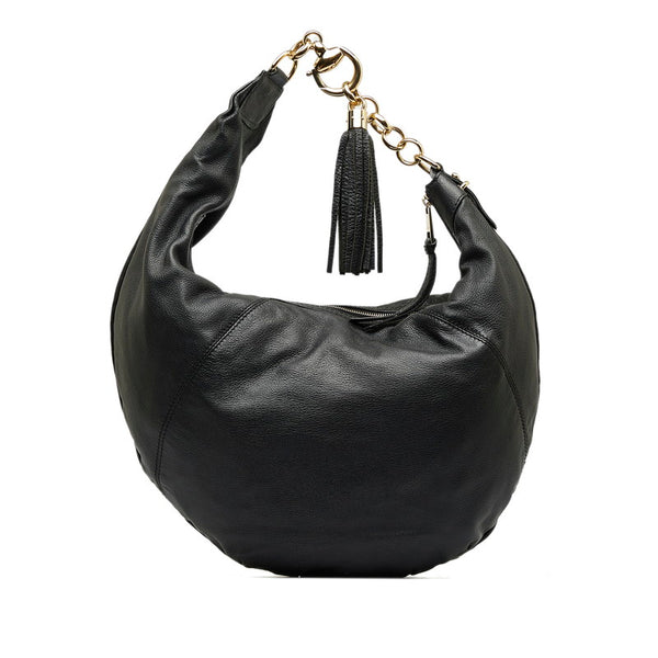 グッチ シエンナクロワッサン タッセル チェーン ワンショルダーバッグ 269940 ブラック レザー レディース GUCCI 【中古】