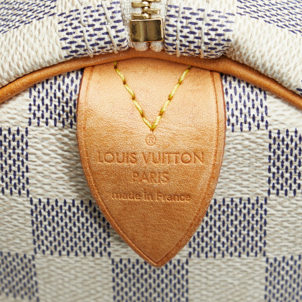 ルイ ヴィトン ダミエ アズール スピーディ30 ハンドバッグ ミニボストンバッグ N41533 ホワイト PVC レザー レディース LOUIS VUITTON 【中古】
