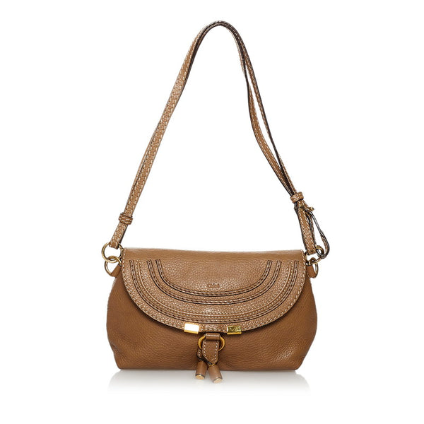 クロエ マーシー ライトブラウン レザー ショルダーバッグ レディース Chloe 【中古】