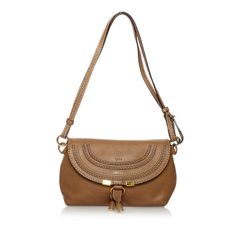 クロエ マーシー ライトブラウン レザー ショルダーバッグ レディース Chloe 【中古】