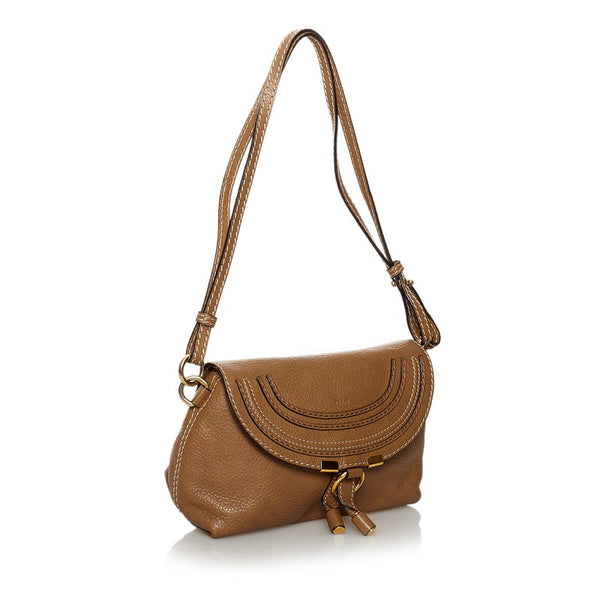 クロエ マーシー ライトブラウン レザー ショルダーバッグ レディース Chloe 【中古】