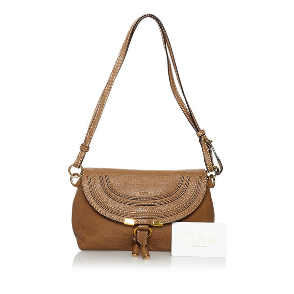 クロエ マーシー ライトブラウン レザー ショルダーバッグ レディース Chloe 【中古】