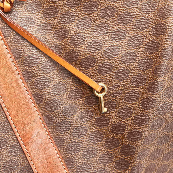 セリーヌ マカダム ブラウン PVC レザー ボストンバッグ レディース CELINE 【中古】