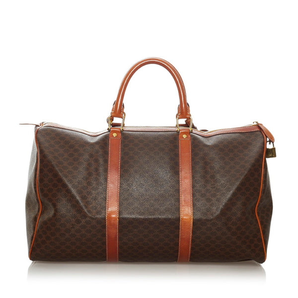 セリーヌ マカダム ブラウン PVC レザー ボストンバッグ レディース CELINE 【中古】