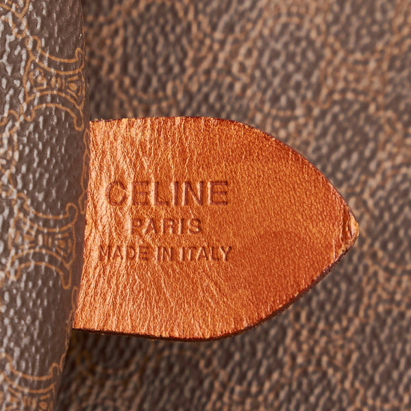 セリーヌ マカダム ブラウン PVC レザー ボストンバッグ レディース CELINE 【中古】