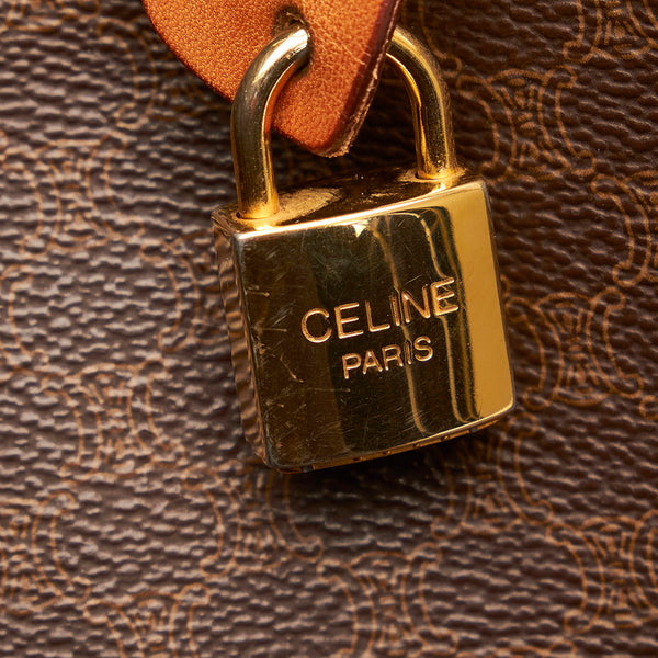 セリーヌ マカダム ブラウン PVC レザー ボストンバッグ レディース CELINE 【中古】