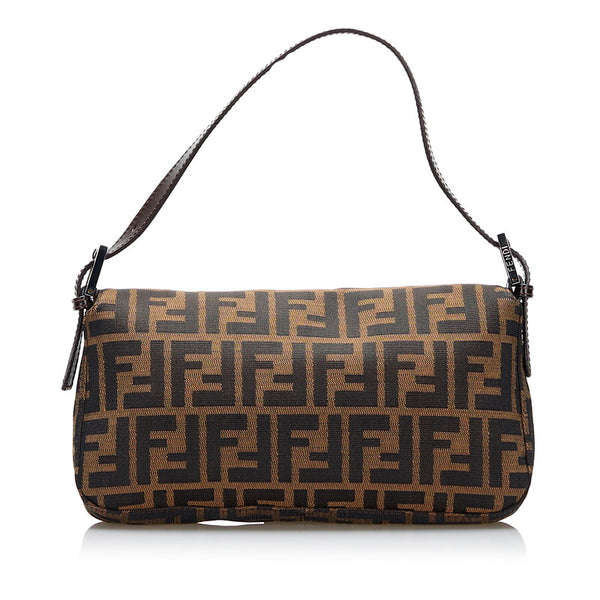 フェンディ ズッカ マンマバケット ハンドバッグ ワンショルダーバッグ 26424 ブラウン キャンバス レザー レディース FENDI 【中古】