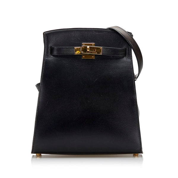 エルメス ケリースポーツMM ショルダーバッグ ブラック レザー レディース HERMES 【中古】