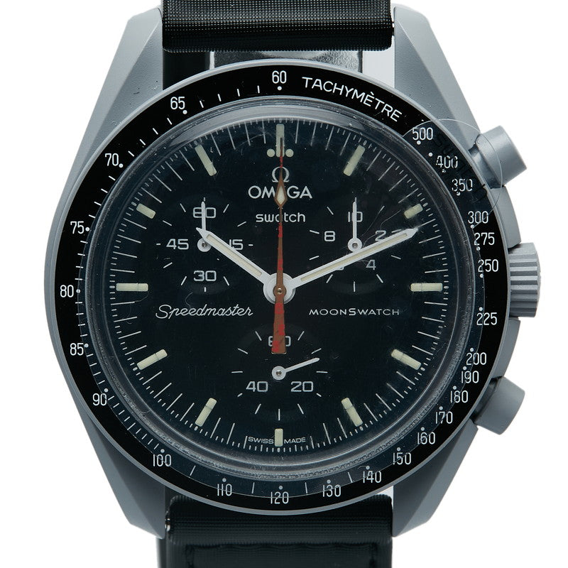 オメガ ×swatch MISSION TO MOON スウォッチ ミッション トゥ ムーン 腕時計 SO33M102-108 クオーツ ブラック文字盤 バイオセラミック メンズ OMEGA 【中古】
