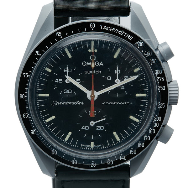 オメガ ×swatch MISSION TO MOON スウォッチ ミッション トゥ ムーン 腕時計 SO33M102-108 クオーツ ブラック文字盤 バイオセラミック メンズ OMEGA 【中古】