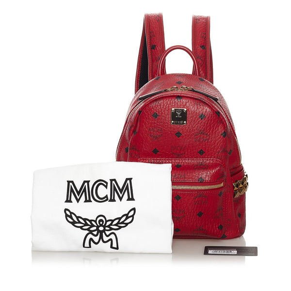 エム シー エム ヴィセトス ロゴグラム リュック バックパック MMK 6AVE41 RU001 ルビーレッド レザー レディース MCM 【中古】