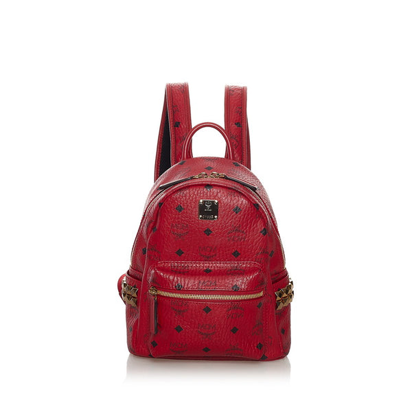 エム シー エム ヴィセトス ロゴグラム リュック バックパック MMK 6AVE41 RU001 ルビーレッド レザー レディース MCM 【中古】