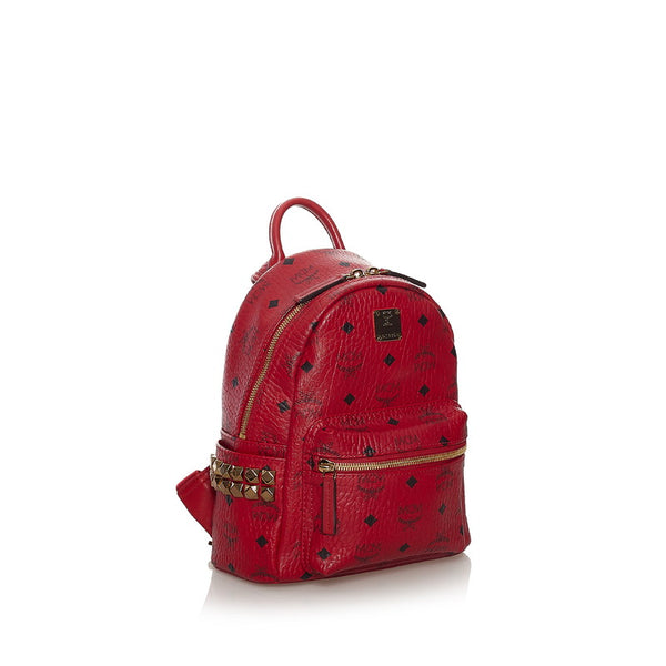 エム シー エム ヴィセトス ロゴグラム リュック バックパック MMK 6AVE41 RU001 ルビーレッド レザー レディース MCM 【中古】
