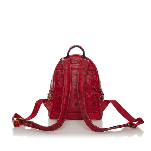 エム シー エム ヴィセトス ロゴグラム リュック バックパック MMK 6AVE41 RU001 ルビーレッド レザー レディース MCM 【中古】