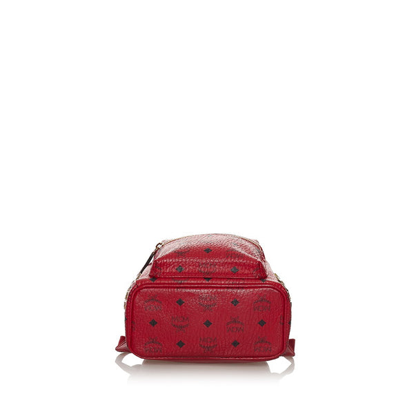 エム シー エム ヴィセトス ロゴグラム リュック バックパック MMK 6AVE41 RU001 ルビーレッド レザー レディース MCM 【中古】