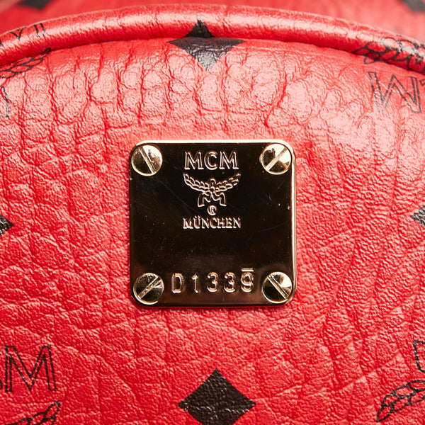 エム シー エム ヴィセトス ロゴグラム リュック バックパック MMK 6AVE41 RU001 ルビーレッド レザー レディース MCM 【中古】