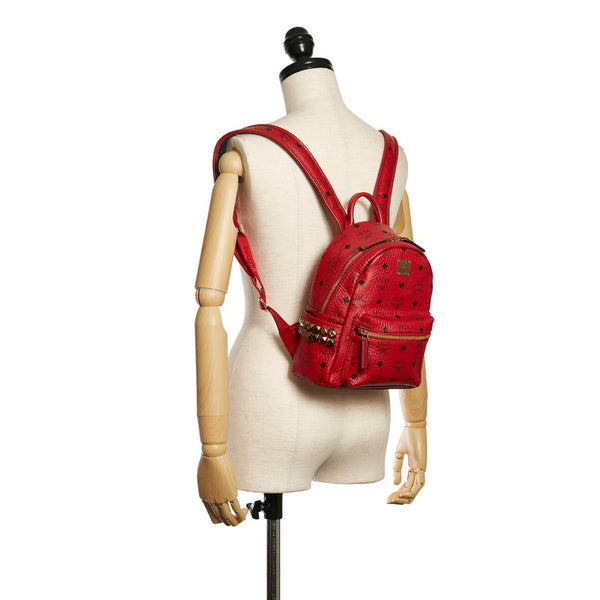 エム シー エム ヴィセトス ロゴグラム リュック バックパック MMK 6AVE41 RU001 ルビーレッド レザー レディース MCM 【中古】