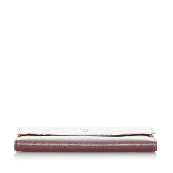 カルティエ マスト 長財布 ボルドー レザー レディース CARTIER 【中古】