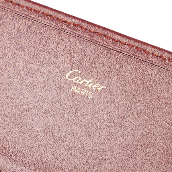 カルティエ マスト 長財布 ボルドー レザー レディース CARTIER 【中古】