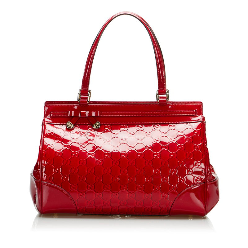 グッチ グッチシマ GG プリンシー ハンドバッグ 257612 レッド パテントレザー レディース GUCCI 【中古】