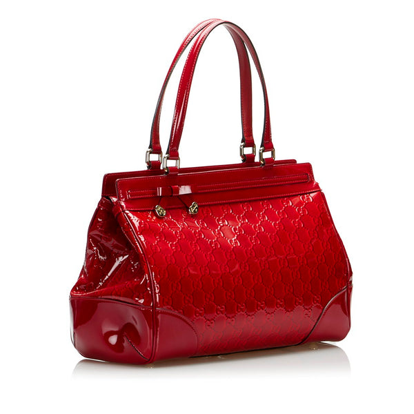 グッチ グッチシマ GG プリンシー ハンドバッグ 257612 レッド パテントレザー レディース GUCCI 【中古】