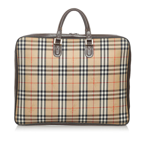 バーバリー ノバチェック ガーメントケース ベージュ キャンバス レザー メンズ BURBERRY 【中古】