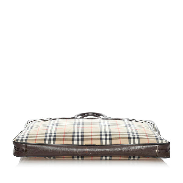 バーバリー ノバチェック ガーメントケース ベージュ キャンバス レザー メンズ BURBERRY 【中古】