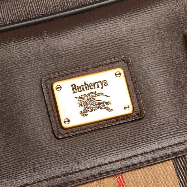 バーバリー ノバチェック ガーメントケース ベージュ キャンバス レザー メンズ BURBERRY 【中古】
