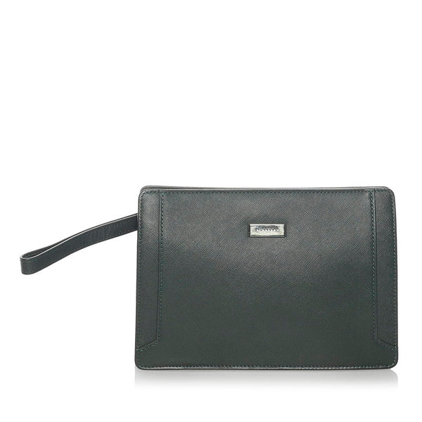 バーバリー クラッチバッグ セカンドバッグ ダークグリーン レザー レディース BURBERRY 【中古】