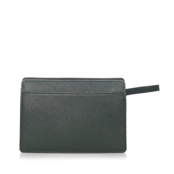バーバリー クラッチバッグ セカンドバッグ ダークグリーン レザー レディース BURBERRY 【中古】