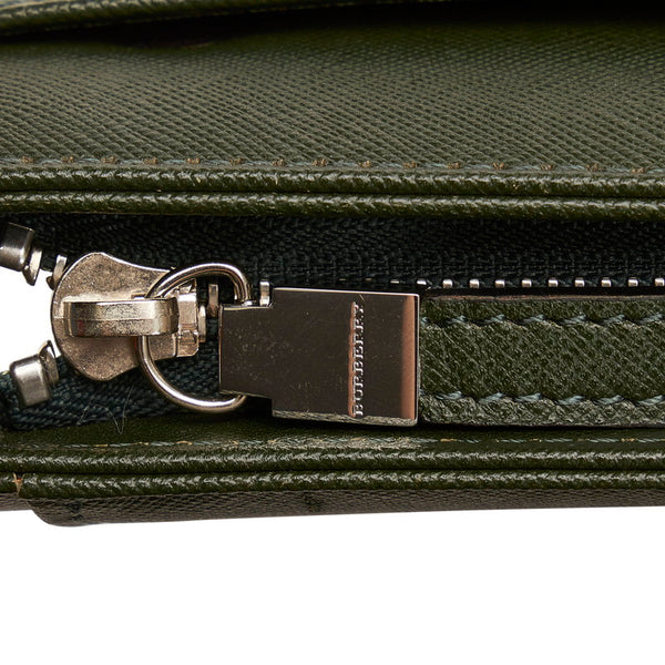 バーバリー クラッチバッグ セカンドバッグ ダークグリーン レザー レディース BURBERRY 【中古】