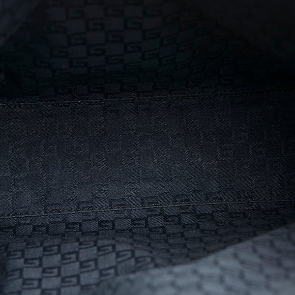 グッチ シェリーライン  ショルダーバッグ ハンドバック 33900 ブラック スウェード レザー レディース GUCCI 【中古】