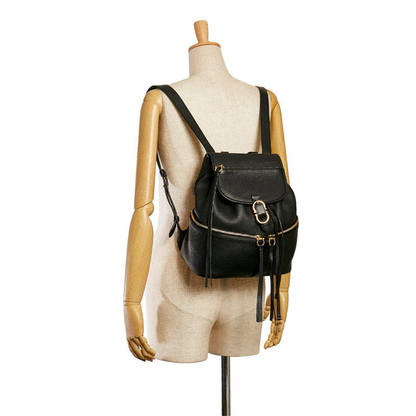 サルヴァトーレフェラガモ ガンチーニ リュック バックパック AU-21/G584 ブラック レザー レディース Salvatore Ferragamo 【中古】