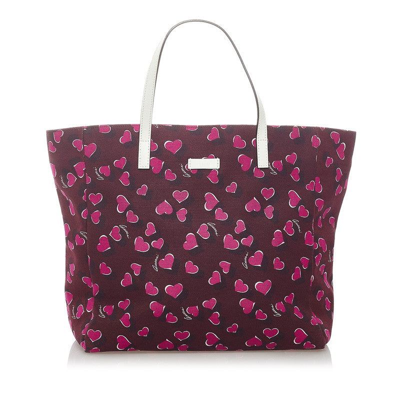 グッチ ハートビート トートバッグ 282439 ワインレッド ピンク キャンバス レザー レディース GUCCI 【中古】