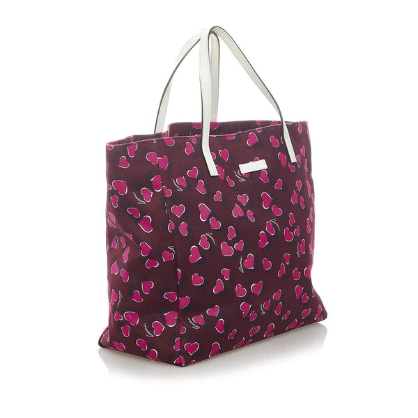 グッチ ハートビート トートバッグ 282439 ワインレッド ピンク キャンバス レザー レディース GUCCI 【中古】