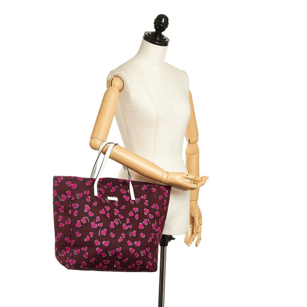 グッチ ハートビート トートバッグ 282439 ワインレッド ピンク キャンバス レザー レディース GUCCI 【中古】