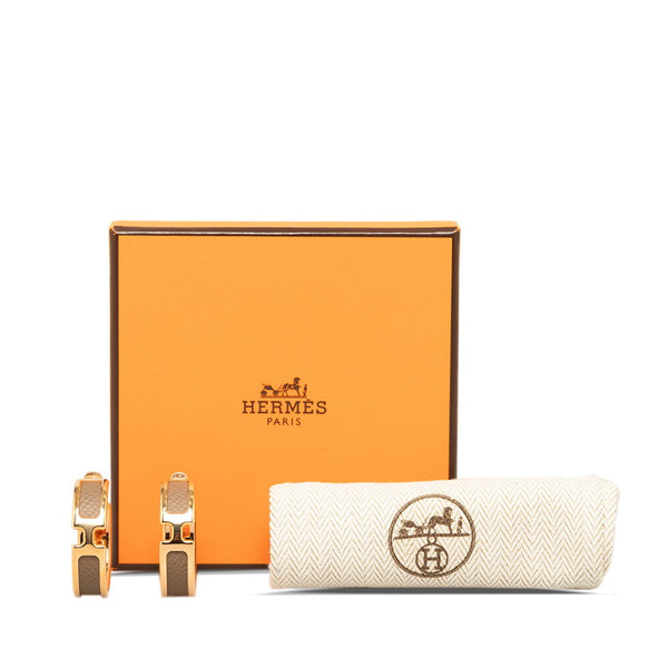 エルメス オランプ エトゥープ ピアス エトゥープ ゴールド メッキ ヴォーエプソン レディース HERMES 【中古】
