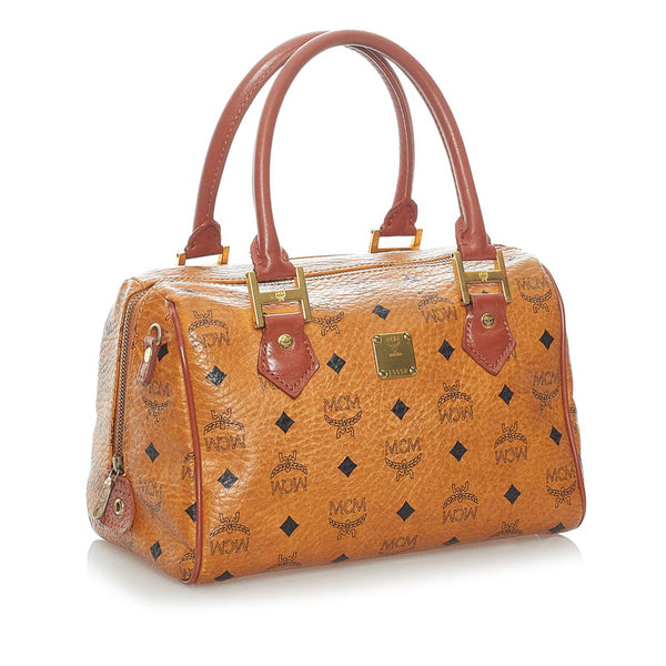 エム シー エム ヴィセトス ハンドバッグ ミニボストン ブラウン PVC レザー レディース MCM 【中古】