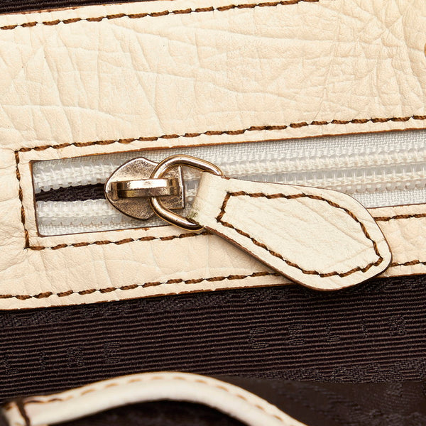 セリーヌ ブギーバッグ ハンドバッグ ブラウン ホワイト キャンバス レザー レディース CELINE 【中古】
